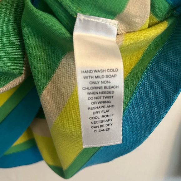 Jones New York Lime Green Teal Striped Scoop Neck Top - Picture 4 of 4